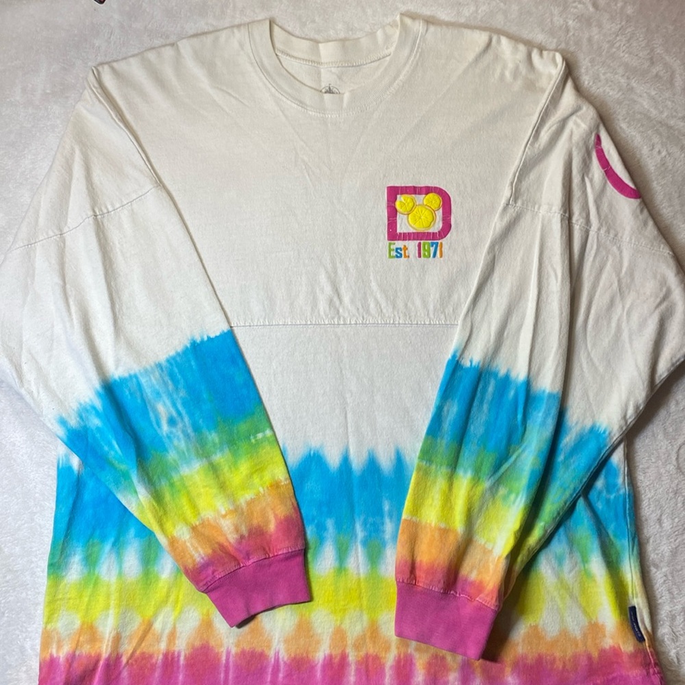 Disney ✨ Vintage Walt Disney World Rainbow Dip Tie Dye Spirit Jersey Size Medium